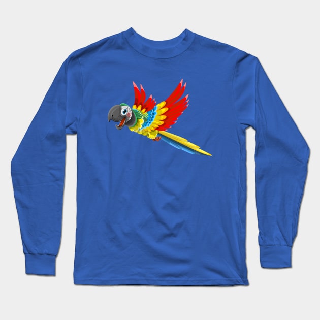 Parrot Illustration Long Sleeve T-Shirt by Mako Design 